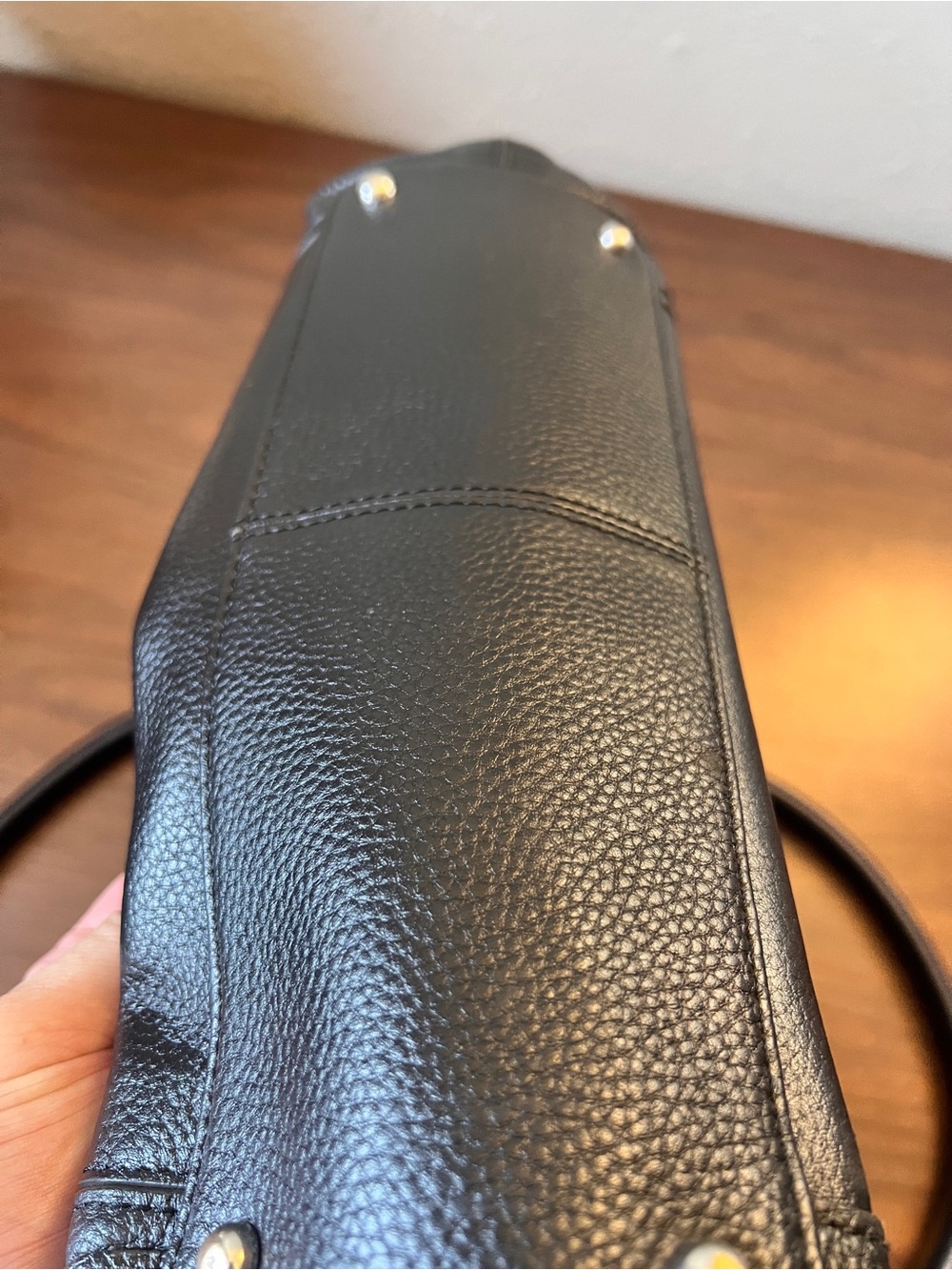 Lodis Large Black Leather Zippered Travel Tote - Picture 5 of 13